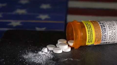 Macro of oxycodone opioid tablets 스톡 동영상 83944719