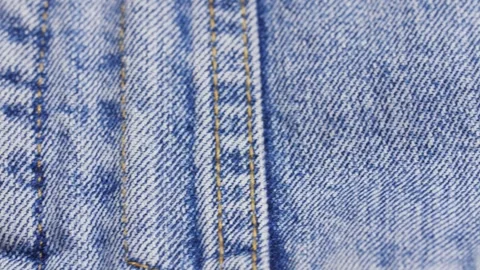 Macro Pan Across Denim Jacket With White Sherpa Lining Stock Footage 328157783