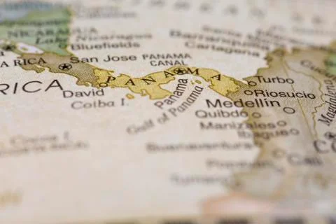 Macro of Panama on a globe Stock Photos