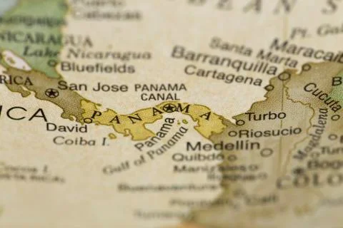 Macro of Panama on a globe Stock Photos