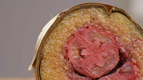 Macro Panning Right To Left Sweet Banana Banh Tet Texture Stock-Footage 329599896