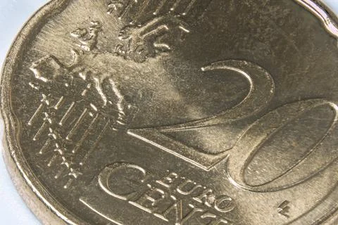 Macro partial image of a 20 cent euro coin Stock Photos