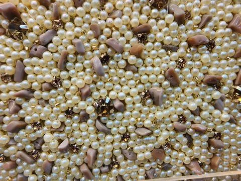 Macro pearls texture and background with stone Stock Photos