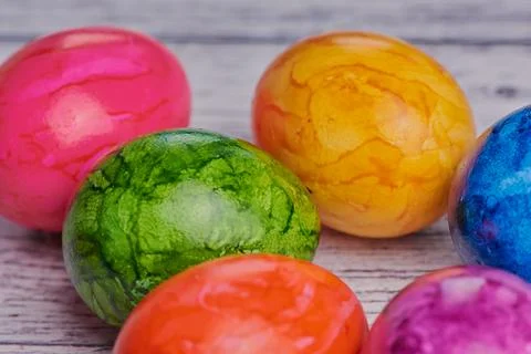 Macro photo of colored easter eggs Stock Photos