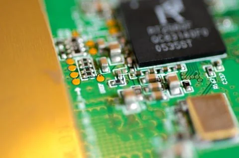 Macro photo of computer chips at close range Stock Photos