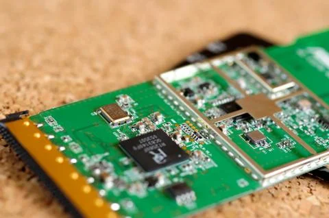 Macro photo of computer chips at close range Stock Photos