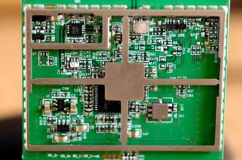 Macro photo of computer chips at close range Foto stock