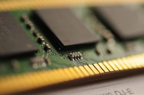 Macro photo of computer chips at close range Stock Photos
