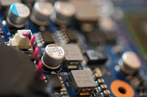 Macro photo of computer chips at close range Stock Photos