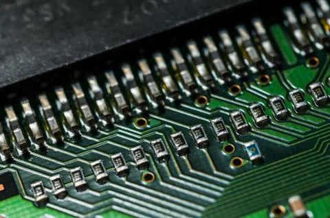 Macro photo of computer chips at close range Stock Photos