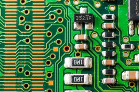 Macro photo of computer chips at close range Stock Photos