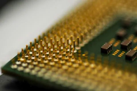 Macro photo of computer chips at close range Stock Photos