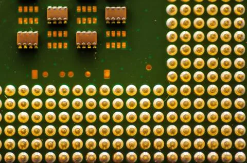 Macro photo of computer chips at close range Foto stock