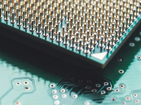 Macro photo of hard disk controller board and Central Computer Processor. CPU 写真素材