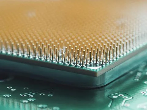 Macro photo of hard disk controller board and Central Computer Processor. CPU 写真素材