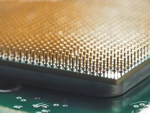 Macro photo of hard disk controller board and Central Computer Processor. CPU Stock Photos
