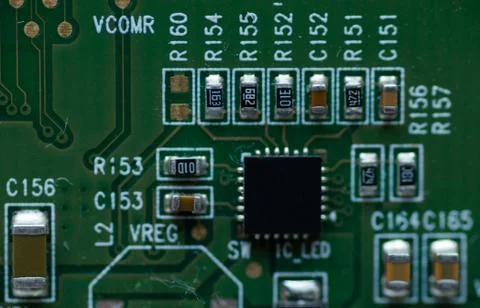 Macro photo of microcircuits close-up without inscriptions Foto stock