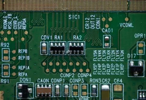 Macro photo of microcircuits close-up without inscriptions Stock Photos
