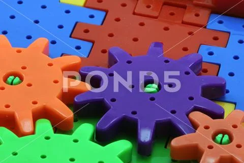 Macro photo of plastic wheel mechanism toy Stock Photos