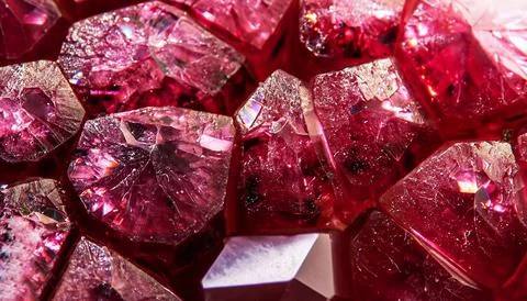 Macro photo of ruby texture with crystal structure Stock Photos