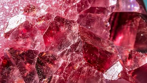 Macro photo of ruby texture with crystal structure Stock Photos