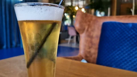 Macro photography of bubbles in a mug, a sizzling foam drink Stock Footage 242706038