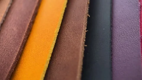 Macro Pieces Of Miscellaneous Leather, Slider Shot Vídeos de archivo 263074264