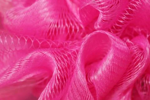 Macro of pink bath puff Stock Photos