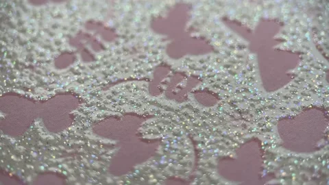 Macro Pink Paper Patterns Glitter Texture Background Stock Footage 234834897