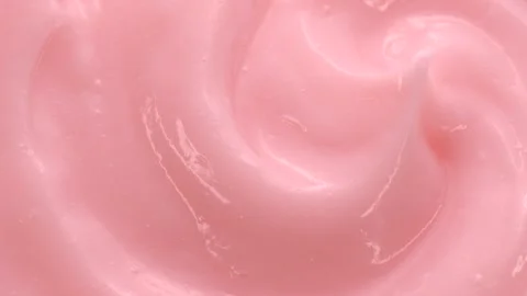 Macro pink smooth eye, skin cream texture, close-up beauty facial cosmetics mask Stock Footage 318436165