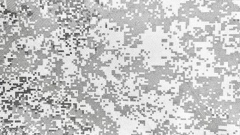 Macro pixelated digital camouflage pattern on tactical winter uniform fabric  Foto stock