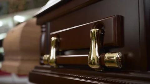 Macro plan of the golden handle of the coffin Stock Footage 309505876