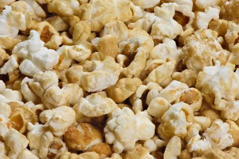 Macro of popcorn background top view Stock Photos