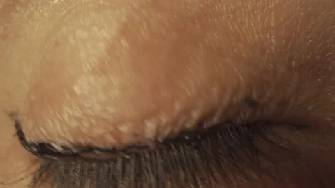 Macro Probe Lens Close-Up Open Brown Eye Of A Girl. Pupil And Iris Stock Footage 151093994