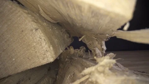 Macro probe lens sliding through wood block slowly Stock Footage 124015909