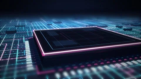 Macro Processor Pins Data Stream Closeup Loop Video stock 343250353