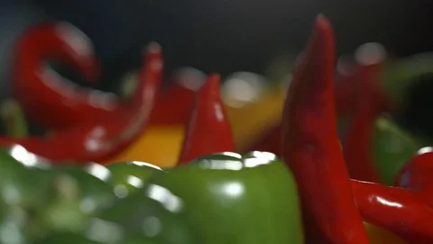 Macro pull focus shot of fresh vegetables. Stock Footage 82670609