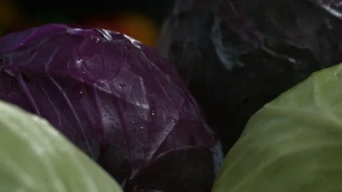 Macro pull focus shot of fresh vegetables. Video stock 82801350