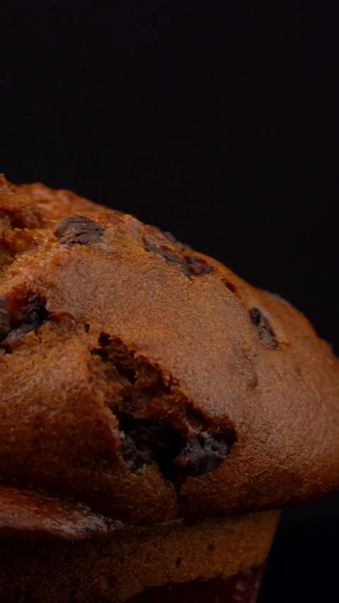 Macro Pumpkin Chocolate Chip Muffin Rotating Under Studio Lighting Stock Footage 330517430