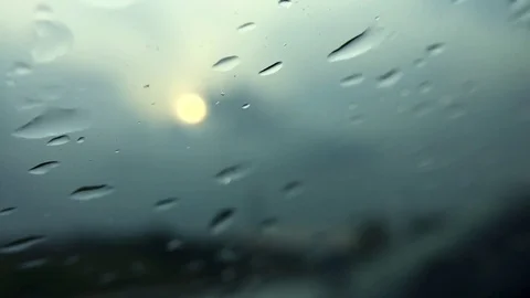 Macro Rain Drops Gather on a Winds Shield Stock Footage 78325077