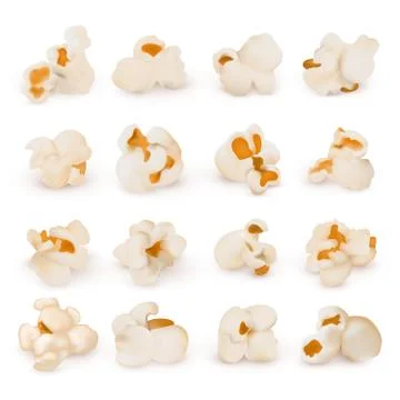 Macro realistic popcorn isolated vector set Stock Illustration