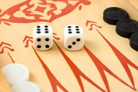 Macro of retro backgammon dices Macro of retro backgammon game and dices, ... Stock Photos