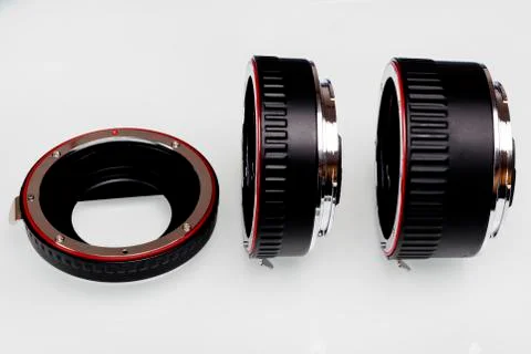Macro ring for the lens. to increase focus. on a white background. no isolati Stock Photos