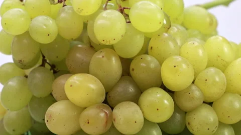 A Macro Rotating Shot Of A Bunch Of Fresh Green Grapes, Revealing Natural Textur Stock Footage 322587697