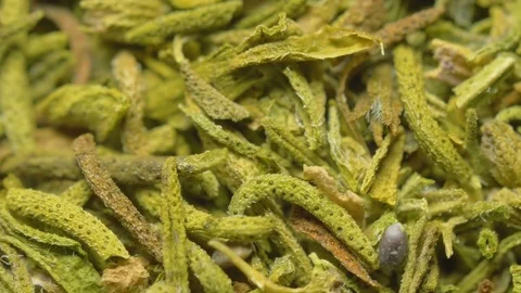 Macro Rotation background of dried Savory 4k Stock Footage 83874486