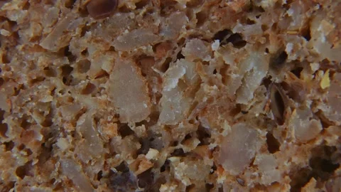 Macro Rotation of Bread Surface Texture Close Up. Video stock 334797471