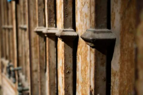 Macro of rusty iron railing Stock Photos