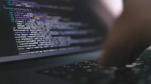 Macro screen with code Stock Footage 214373304