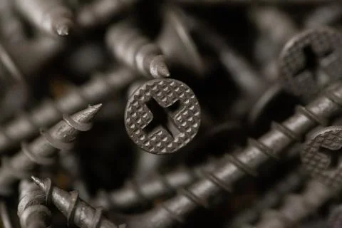 Macro screws carpentry Stock Photos