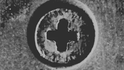 Macro screws dynamic loop Stock Footage 95407272